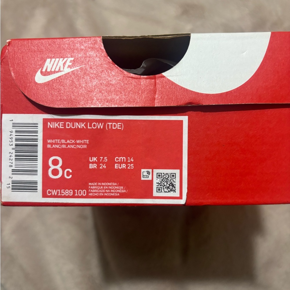 Nike Dunk Low TDE in White, Black, and Red